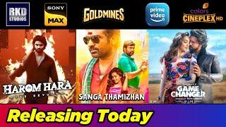 5 New South Hindi Dubbed Movies Releasing Today | Harom Hara, Sangathamizhan, Game Changer,Nishabdam