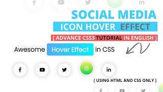 Create Footer with Social Media Icons & Links  CSS Magic Line Icon Fill Hover Effects Social Buttons