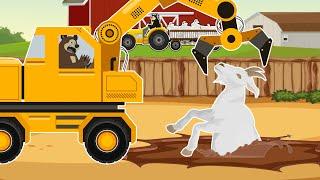 The Bear Farm: Driving Tractor To Rescues A Goat Stuck In Mud And Fix A Broken Fence Post