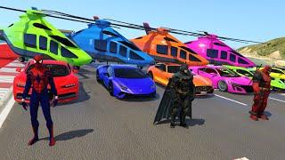 تحدي سبايدر مان والابطال الخارقون  GTAV - Stunts tube track with Spiderman & Superheroes [GTAV MODS]