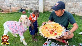 Dad makes pizza for YoYo JR and Goat