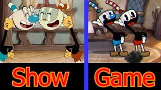 Cuphead And Mugman Game VS Show Comparison