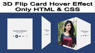 3d Flip Card Effect on Hover using only HTML CSS | CSS Hover Animation Tutorial