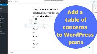 How to add a table of contents in WordPress posts without a plugin