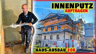 WAND VERPUTZEN - Innenputz mit Putzmaschine auftragen! | Haus-Innenausbau #08 | Home Build Solution