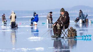 Удивительный навык ловли гигантской рыбы в ледяной ре