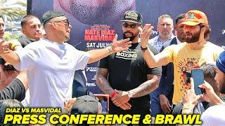 Nate Diaz vs Jorge Masvidal Full HEATED Press Conference BRAWL & Face Off Video