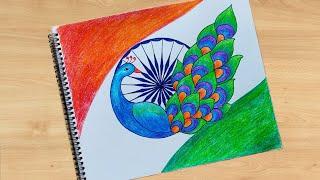 Independence Day Drawing for Competition | Easy Drawing for Kids using Crayons | 15th August Special