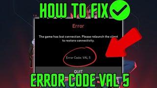 How To Fix Valorant Error Code: VAL 5 | Fix Valorant The Game Has Lost Connection | #valorant