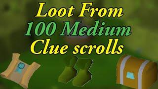 Loot From 100 Medium Clue Scrolls OSRS