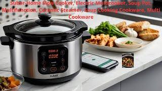 Subor Home Slow Cooker, Electric Multicooker, Soup Pot, Multifunction, Ceramic Steamer, Soup Cooking