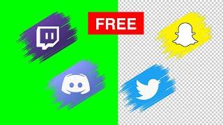 Twitter, Snapchat, Discord, Twitch logo animation | green screen, transparent background
