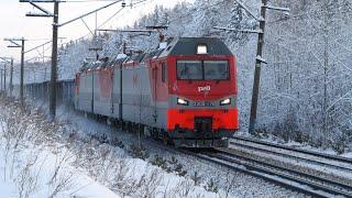 Train videos. Freight trains in Russia - 81.