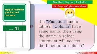 Subscriber Comments Reply Video 41 | Function name vs column name precedence