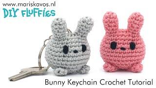 How to crochet - easy Bunny  Amigurumi keychain tutorial - great for beginners - English