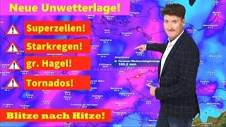 VORWARNUNG: Schwere Gewitter und Unwetter! Nach Mini-Hitze Platzregen-Gefahr, wieder etwas kühler.