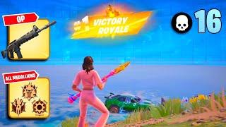 High Elimination Solo Win Gameplay | ALL MEDALLIONS | Fortnite Chapter 5 Season 3 Zero Builds