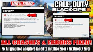 COD Black Ops 6 Fix DirectX Error | COD Black Ops 6 Fix All graphics adapters failed to initialize