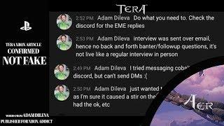 Tera Console News : The Article with Matt Denomme is Confirmed NOT FAKE!  Words from Adam Dileva