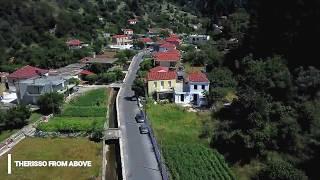 Therisso Village from above by Drones in Greece