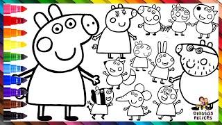 Dibuja y Colorea A Peppa Pig, Su Familia Y Amigos  Dibujos Para Niños