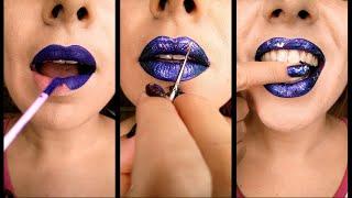 Glitter lips in purple - lip art tutorial for #Shorts !