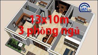 SƠ ĐỒ MẶT BẰNG NHÀ CẤP 4 DIỆN TÍCH 13X10M ĐẸP NHẤT, TIỆN NGHI - NHÀ ĐẸP DAKCUN