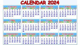 Calendar 2024 with Holidays | Kalendar 2024 | Hindu festival with holidays 2024 | Calendar 2024