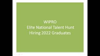 Wipro Elite National Talent Hunt Hiring 2022 Graduates | JD, Pattern, Coding Question | Mass Hiring
