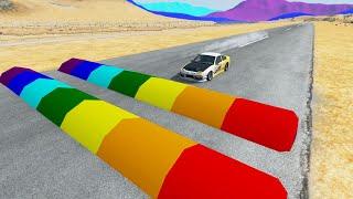 Police Car Vs Double Speedbumps ▶️ Colourfull Speedbumps BeamNG Car  BeamNG DriverZ BeamNG Drive