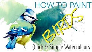 Watercolour Bird TUTORIAL - How to paint a Blue Tit