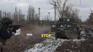 Russian Soldiers shoot at Humvee using 7n39 Igolnik