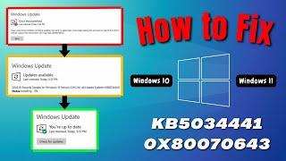 2024 How to fix Kb5034441 or 0x80070643 windows update error