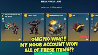 OMG! MY NOOB ACCOUNT JUST WON ALL OF THESE ITEMS IN WAR ROBOTS!!! #warrobots #wr #shorts #short