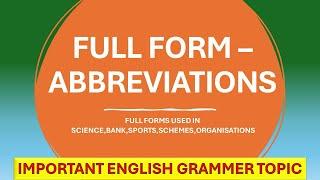 Full form of useful ABBREVIATIONS//English Grammar ( Explained in Assamese)