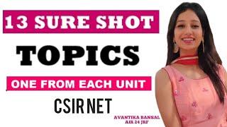13 Sure Shot Topics  {One From Each Unit} for CSIR NET||Bansal Biology||