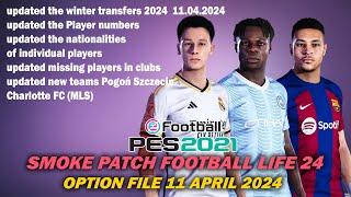 PES 2021 SMOKE PATCH FOOTBALL LIFE OPTION FILE 11 APRIL 2024