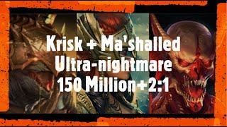 Raid Shadow Legends 150 Million Krisk/Ma'shalled/Valkyrie Ultra-nightmare Clan Boss 2:1 team