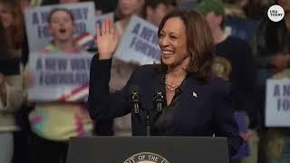 Kamala Harris tells protesters in Wisconsin that 'smaller' Trump rally nearby