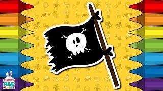 How To Draw A PIRATE FLAG * Draw & Paint * Step by Step * for Kids