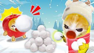 Snowball Fight: Banana Cat and Friends' Winter Adventure!  Baby Banana Cat Compilation | Cat MEME 