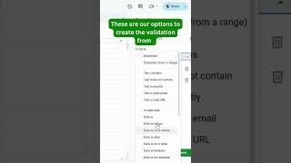 How to Create Data Validation in Google Sheets|Google Sheets Shorts