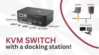 KVM Switch with Docking Station for 4K Dual Monitors (iDock C10)