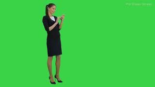 Girl walking with smartphone Green Screen Footage