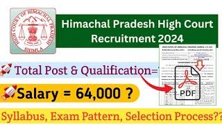 HP High Court Recruitment 2024 | HP High Court Detailed Notification 2024 | HP High Court Clerk Exam