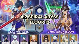 4.2 Spiral Abyss Classic Kaeya Freeze 4*s & Cyno Furina Quickbloom Floor 12  | Genshin Impact