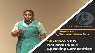 5th Place Winner, 2017 National Public Speaking Competition, Serena Kaur, Tanjong Katong Girls'