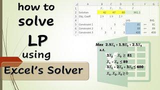Solve Linear Program problem in Excel (Solver)