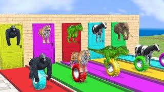 Cow Elephant Lion Gorilla Tiger T-Rex Guess The Right Door ESCAPE ROOM CHALLENGE Game