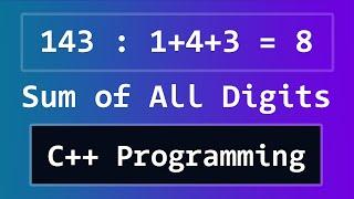 C++ Program to Find the Sum of All Digits of a Number